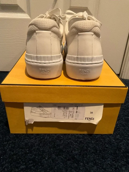 Fendi Tess Force Sneakers in white leather with FF Jacquard fabric - Picture 3 of 6